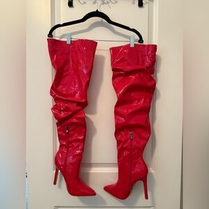Red Over-the-Knee Women's Boots